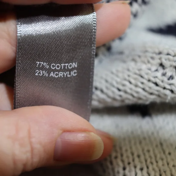 Marled Black White Crew Neck Star Sweater Medium Knit Pullover Casual Stylish - Picture 13 of 13